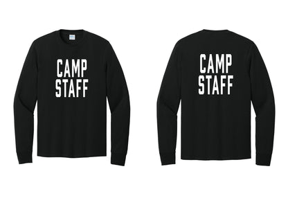 NYC Factory Camp Staff Cotton Long Sleeve T-Shirt (Classic) - Front + Back - Black