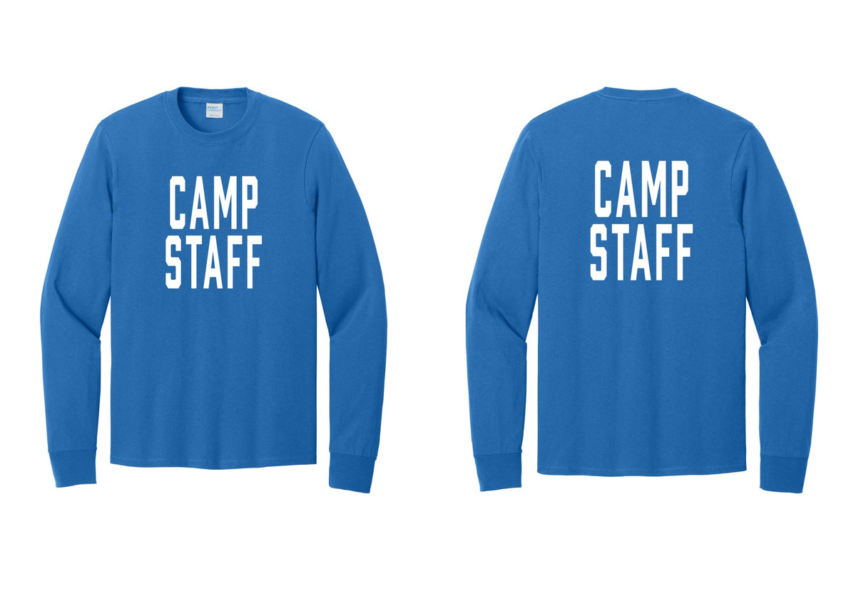 NYC Factory Camp Staff Cotton Long Sleeve T-Shirt (Classic) - Front + Back - Royal