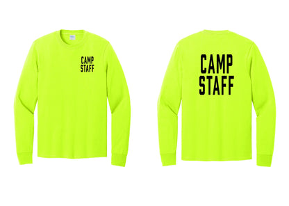 NYC Factory Camp Staff Cotton Long Sleeve T-Shirt (Classic) - Chest + Back - Safety Green