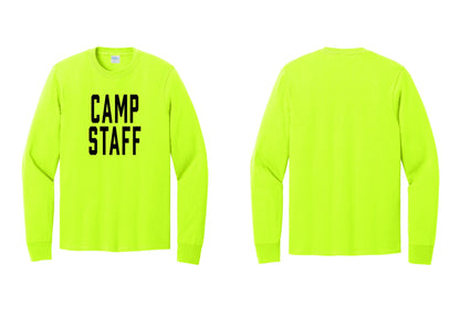 NYC Factory Camp Staff Cotton Long Sleeve T-Shirt (Classic) - Front Only - Safety Green