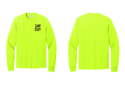 NYC Factory Camp Staff Cotton Long Sleeve T-Shirt (Classic) - Chest Only - Safety Green