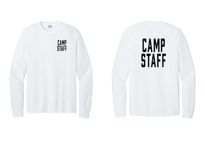 NYC Factory Camp Staff Cotton Long Sleeve T-Shirt (Classic) - Chest + Back - White
