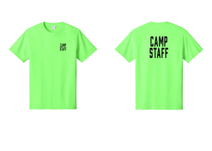 NYC Factory Camp Staff T-Shirt, Condensed Lettering - Chest + Back - Neon Green