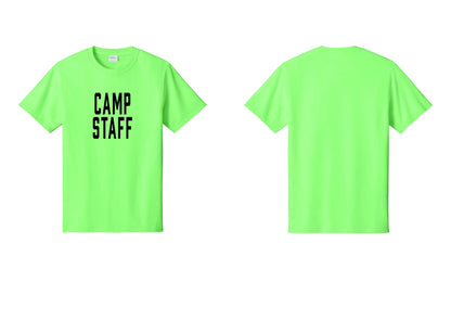 NYC Factory Camp Staff T-Shirt, Condensed Lettering - Front Only - Neon Green