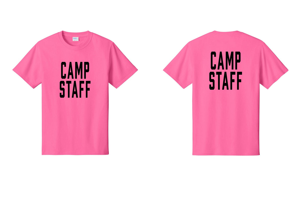 NYC Factory Unisex Camp Staff Classic T-Shirt - Front + Back - Neon Pink