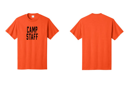 NYC Factory Camp Staff T-Shirt, Condensed Lettering - Front Only - Orange
