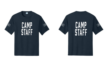 NYC Factory Custom Logo Camp Staff Performance T-Shirt (Classic) - Front + Back + Your Logo Sleeves - Navy