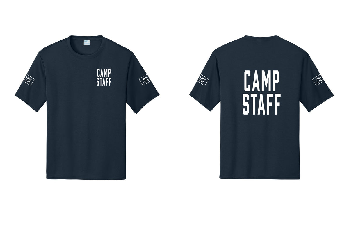 NYC Factory Custom Logo Camp Staff Performance T-Shirt (Classic) - Chest + Back + Your Logo Sleeves - Navy