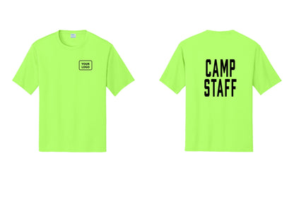 NYC Factory Custom Logo Camp Staff Performance T-Shirt (Classic) - Your Logo + Back - Neon Green