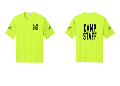 NYC Factory Custom Logo Camp Staff Performance T-Shirt (Classic) - Chest + Back + Your Logo Sleeves - Neon Yellow