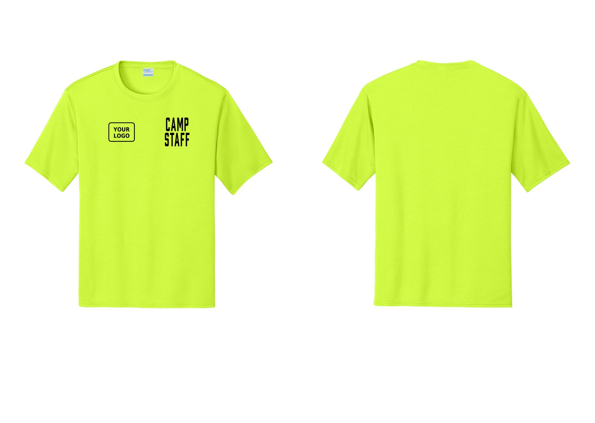 NYC Factory Custom Logo Camp Staff Performance T-Shirt (Classic) - CAMP STAFF + Your Logo - Neon Yellow