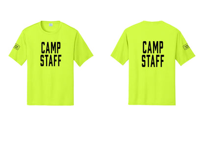 NYC Factory Custom Logo Camp Staff Performance T-Shirt (Classic) - Front + Back + Your Logo Sleeve - Neon Yellow