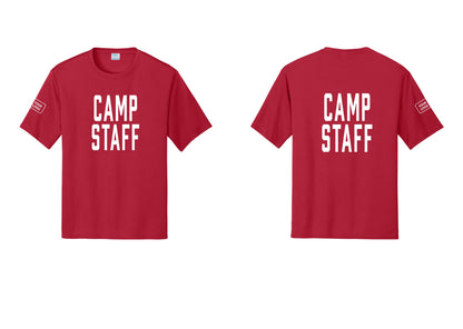 NYC Factory Custom Logo Camp Staff Performance T-Shirt (Classic) - Front + Back + Your Logo Sleeve - Red