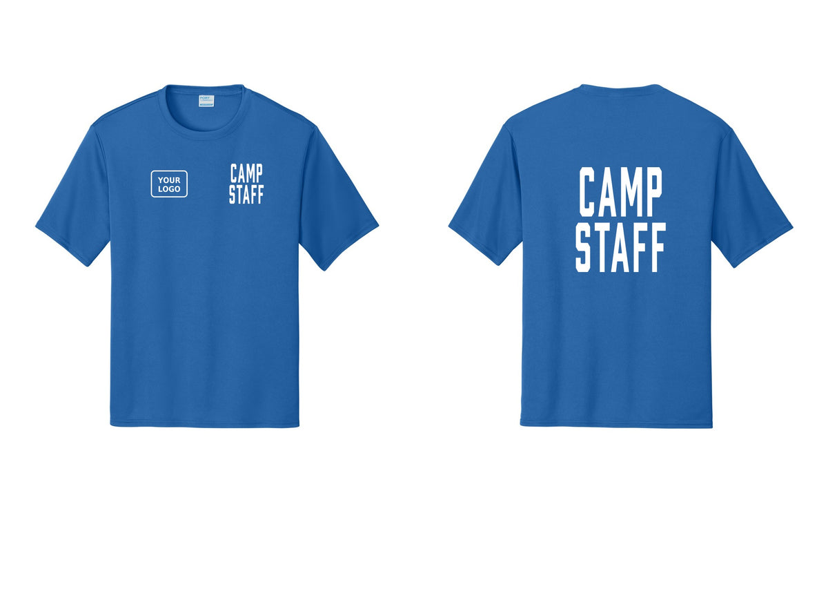NYC Factory Custom Logo Camp Staff Performance T-Shirt (Classic) - CAMP STAFF + Your Logo + Back - Royal