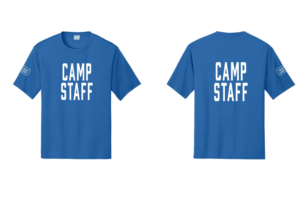 NYC Factory Custom Logo Camp Staff Performance T-Shirt (Classic) - Front + Back + Your Logo Sleeve - Royal