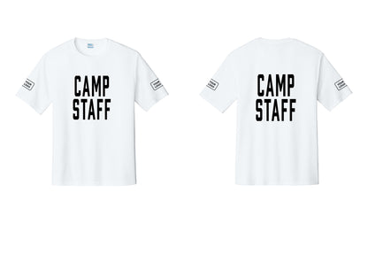 NYC Factory Custom Logo Camp Staff Performance T-Shirt (Classic) - Front + Back + Your Logo Sleeves - White