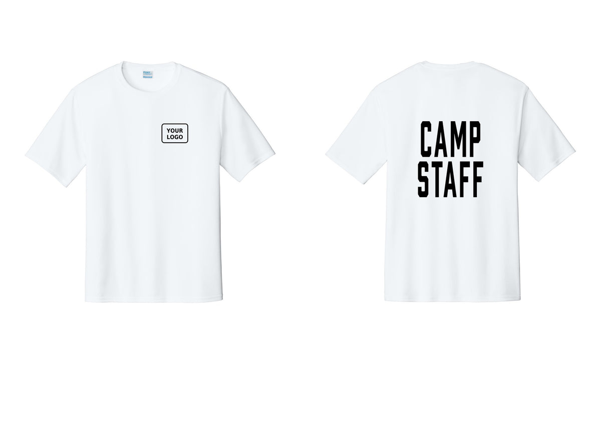 NYC Factory Custom Logo Camp Staff Performance T-Shirt (Classic) - Your Logo + Back - White