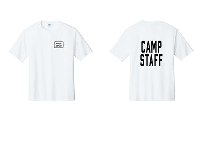 NYC Factory Custom Logo Camp Staff Performance T-Shirt (Classic) - Your Logo + Back - White