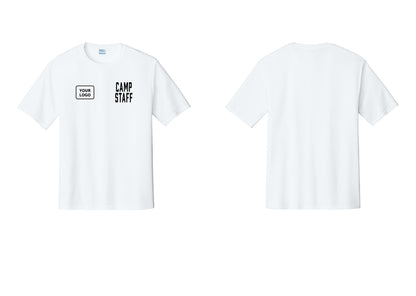 NYC Factory Custom Logo Camp Staff Performance T-Shirt (Classic) - CAMP STAFF + Your Logo - White