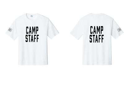 NYC Factory Custom Logo Camp Staff Performance T-Shirt (Classic) - Front + Back + Your Logo Sleeve - White
