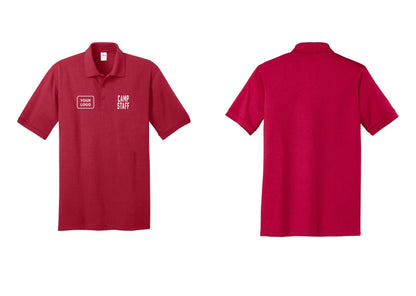 NYC Factory Custom Logo Camp Staff Polo Shirt (Classic) - CAMP STAFF + Your Logo - Red