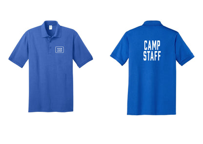 NYC Factory Custom Logo Camp Staff Polo Shirt (Classic) - Your Logo + Back - Royal