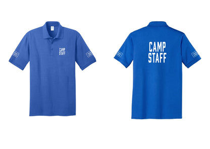 NYC Factory Custom Logo Camp Staff Polo Shirt (Classic) - Chest + Back + Your Logo Sleeves - Royal