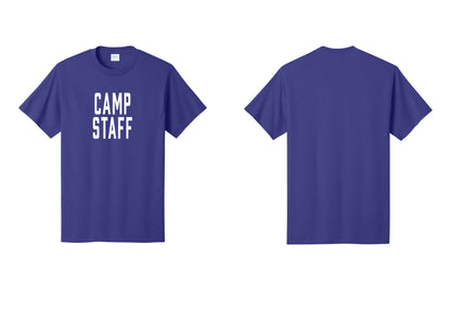 NYC Factory Camp Staff T-Shirt, Condensed Lettering - Front Only - Purple