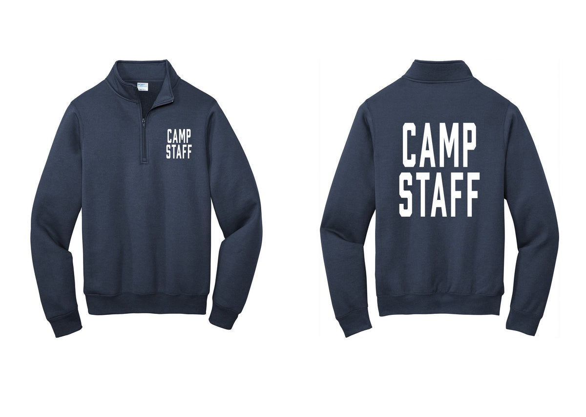 NYC Factory Camp Staff Cotton Fleece 1/4-Zip Pullover Sweatshirt (Classic) - Chest + Back - Navy