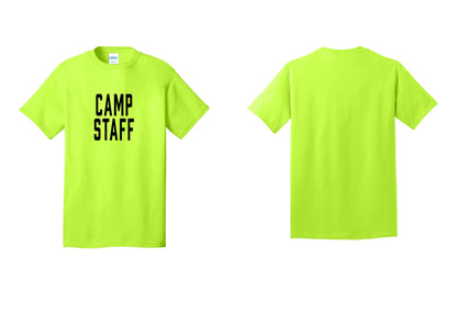 NYC Factory Camp Staff T-Shirt, Condensed Lettering - Front Only - Safety Green