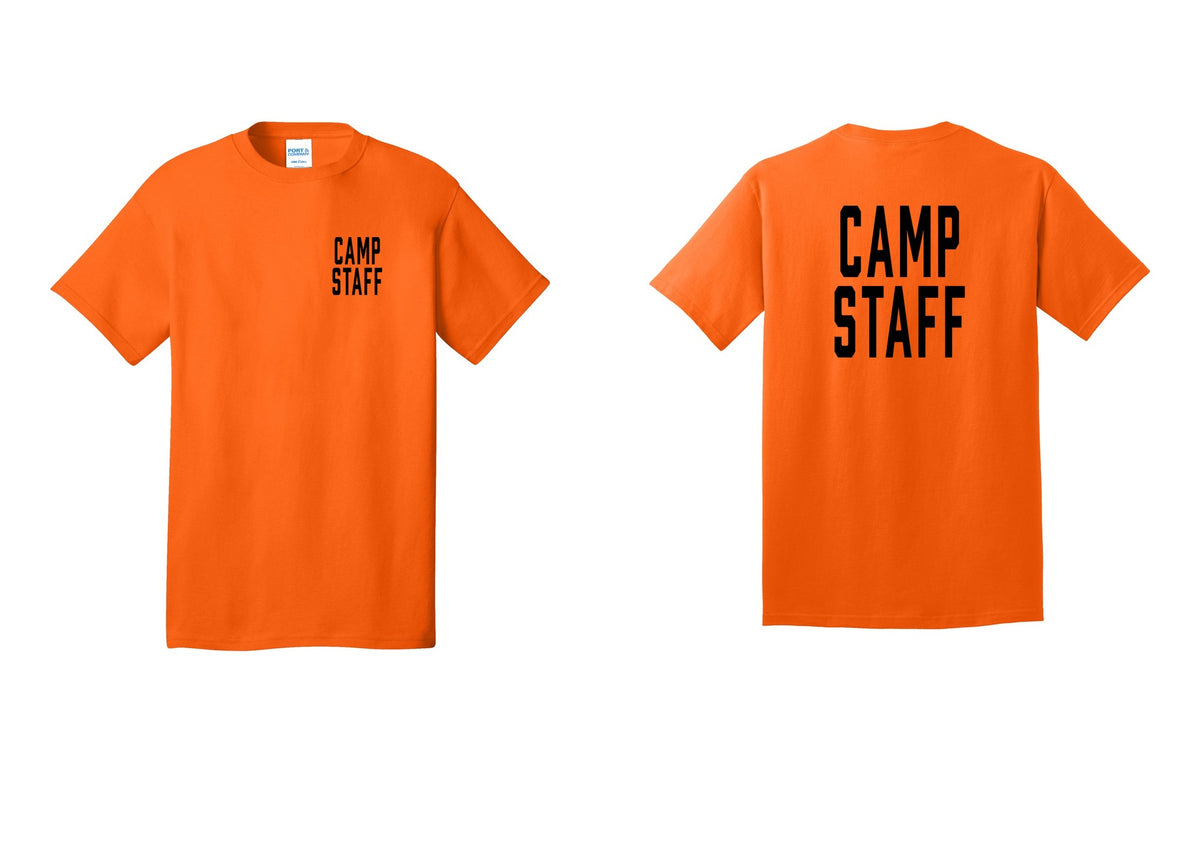 NYC Factory Unisex Camp Staff Classic T-Shirt - Chest + Back - Safety Orange