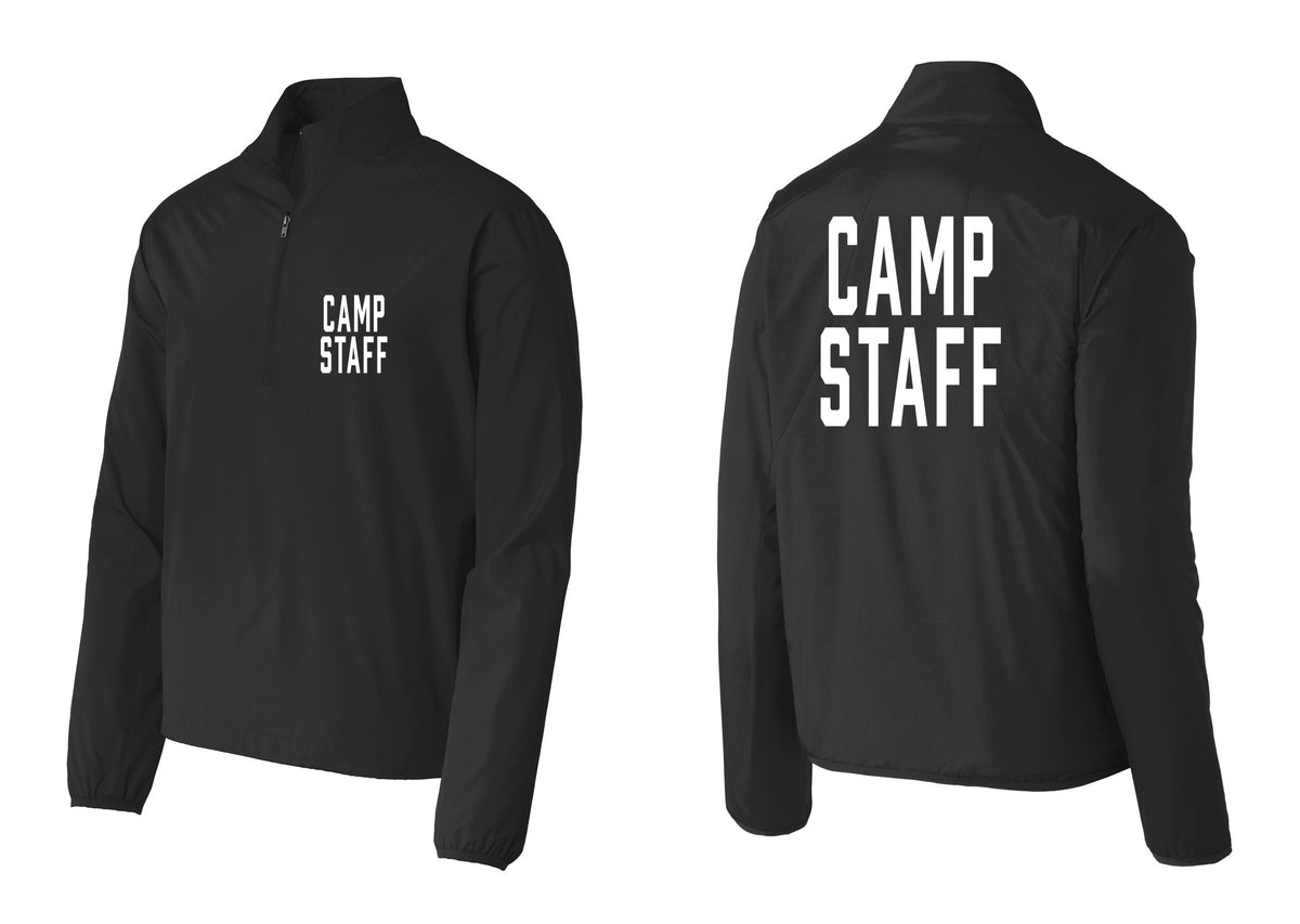 NYC Factory Camp Staff Windbreaker 1/2-Zip Pullover (Classic) - Chest + Back - Black