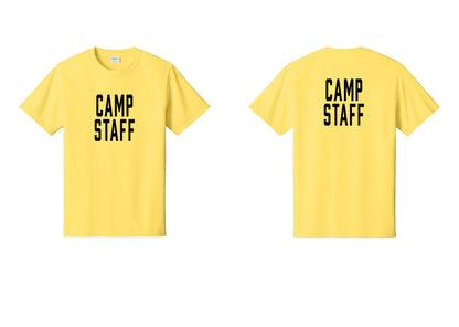 NYC Factory Camp Staff T-Shirt, Condensed Lettering - Front + Back - Yellow
