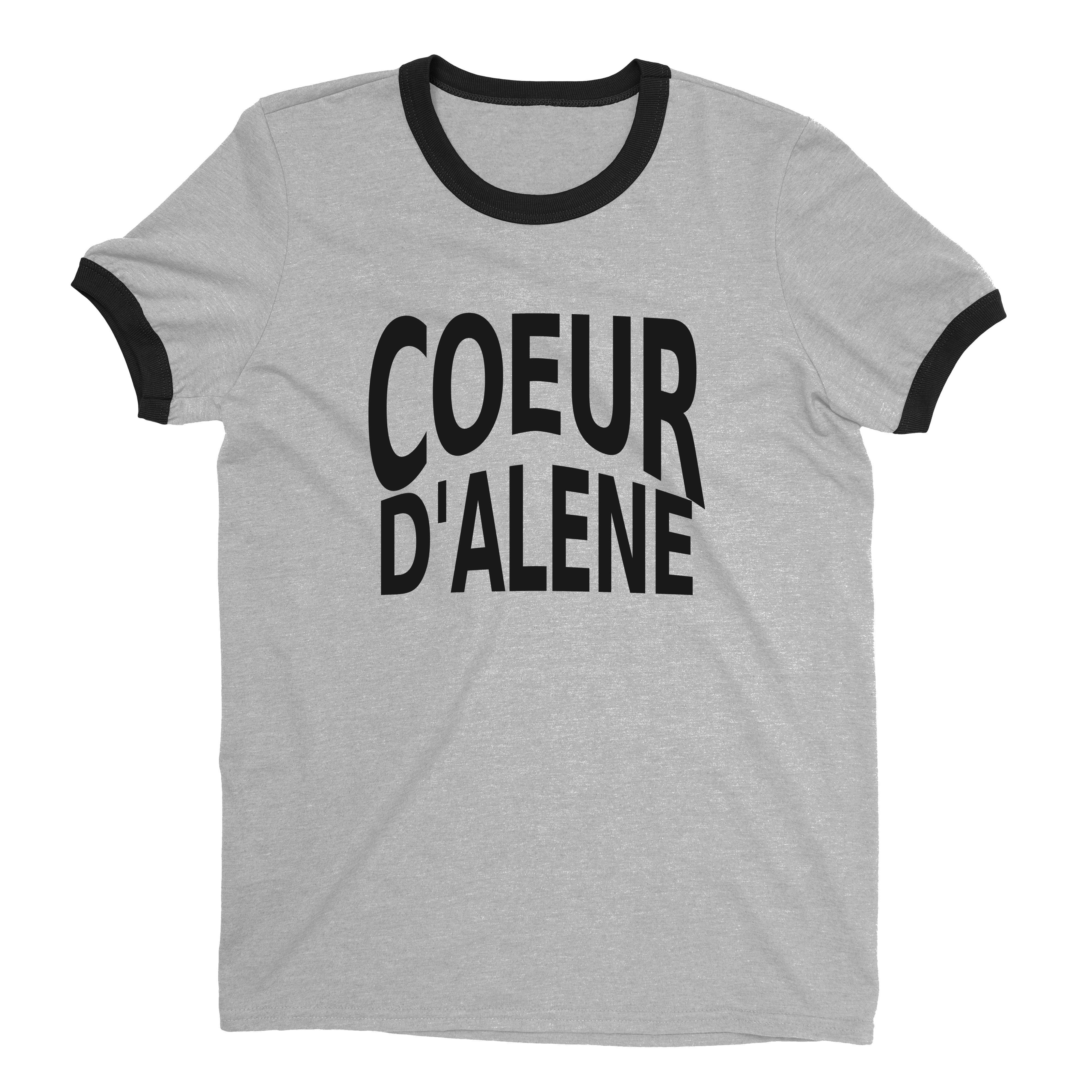 Lake Coeur d'Alene Ringer Tee Retro Style Men's T-Shirt - NYC Factory - Heather Gray