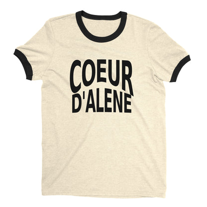 Lake Coeur d'Alene Ringer Tee Retro Style Men's T-Shirt - NYC Factory - Natural
