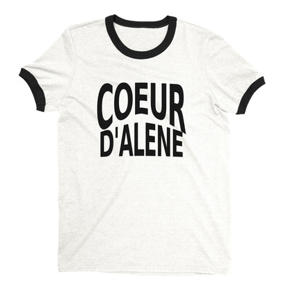 Lake Coeur d'Alene Ringer Tee Retro Style Men's T-Shirt - NYC Factory - White
