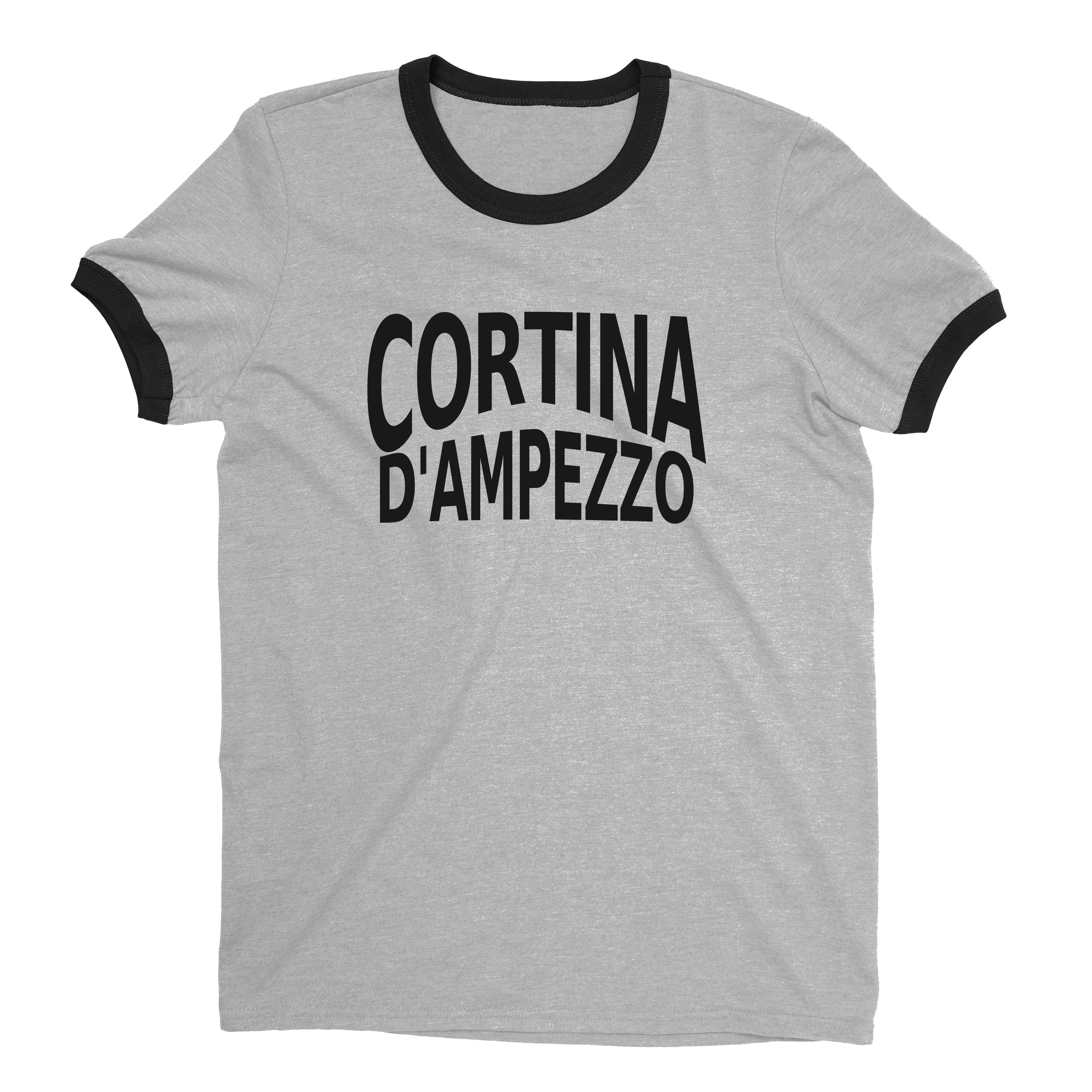 Cortina d'Ampezzo Ski Resort Ringer Tee Retro Style Men's T-Shirt - NYC Factory - Heather Gray