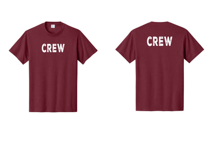 NYC Factory Crew T-Shirt for Event Staff & Production Teams (Rustic) - Front + Back - Cardinal