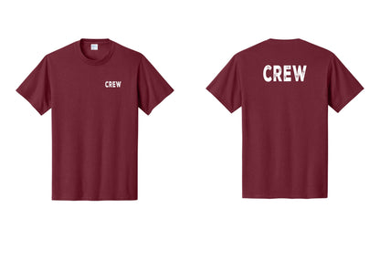 NYC Factory Crew T-Shirt, Rustic Lettering - Chest + Back - Cardinal