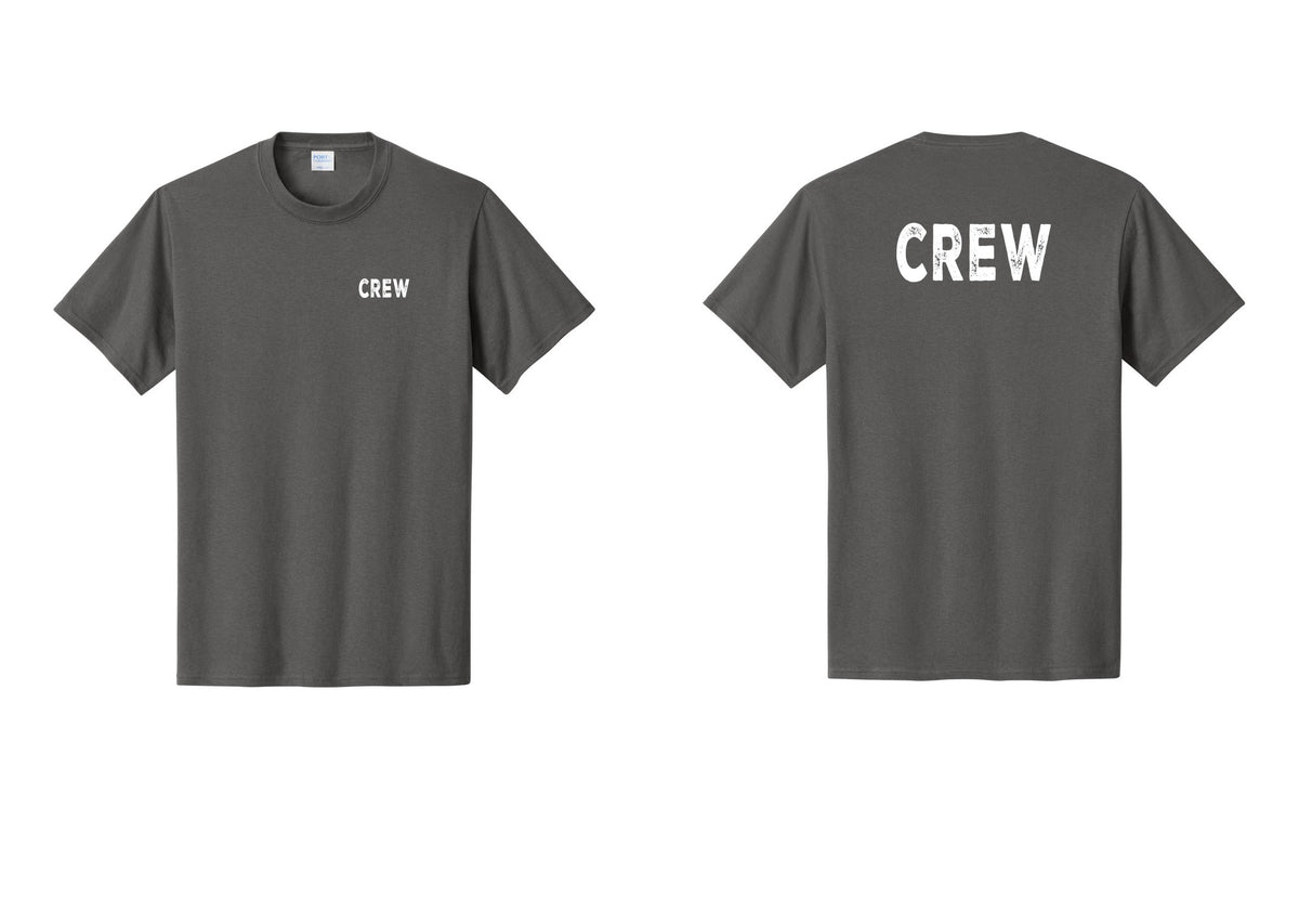 NYC Factory Crew T-Shirt for Event Staff & Production Teams (Rustic) - Chest + Back - Charcoal