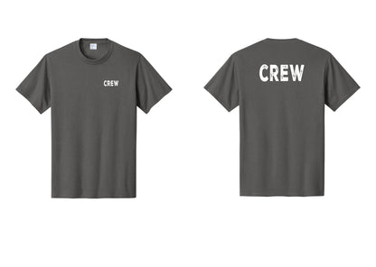 NYC Factory Crew T-Shirt for Event Staff & Production Teams (Rustic) - Chest + Back - Charcoal