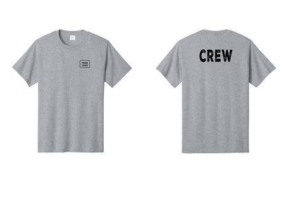 NYC Factory Custom Logo Crew T-Shirt, Rustic Lettering - Your Logo + Back - Athletic Heather