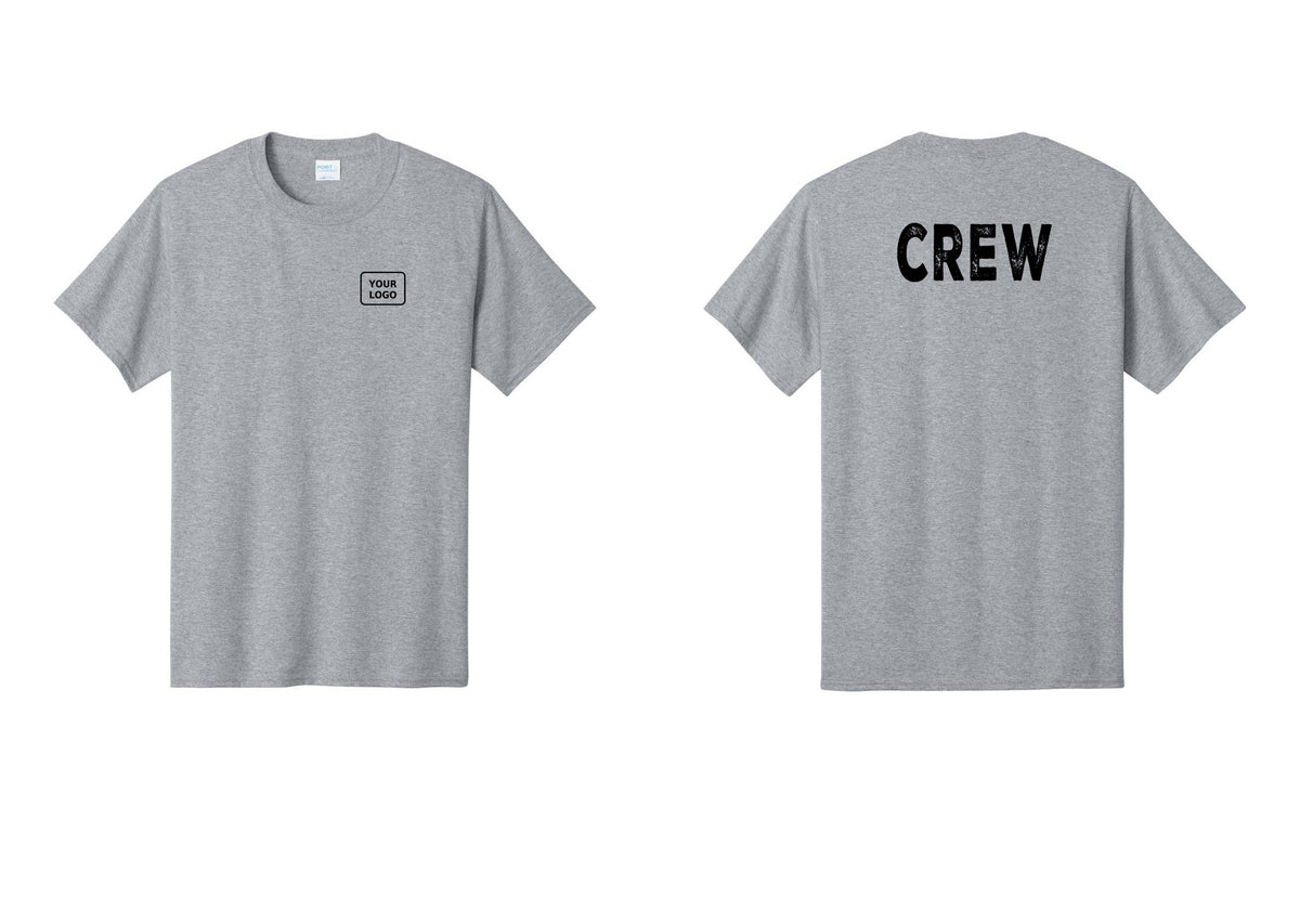 NYC Factory Custom Work Crew Uniform Tee with Your Logo (Rustic) - Your Logo + Back - Athletic Heather