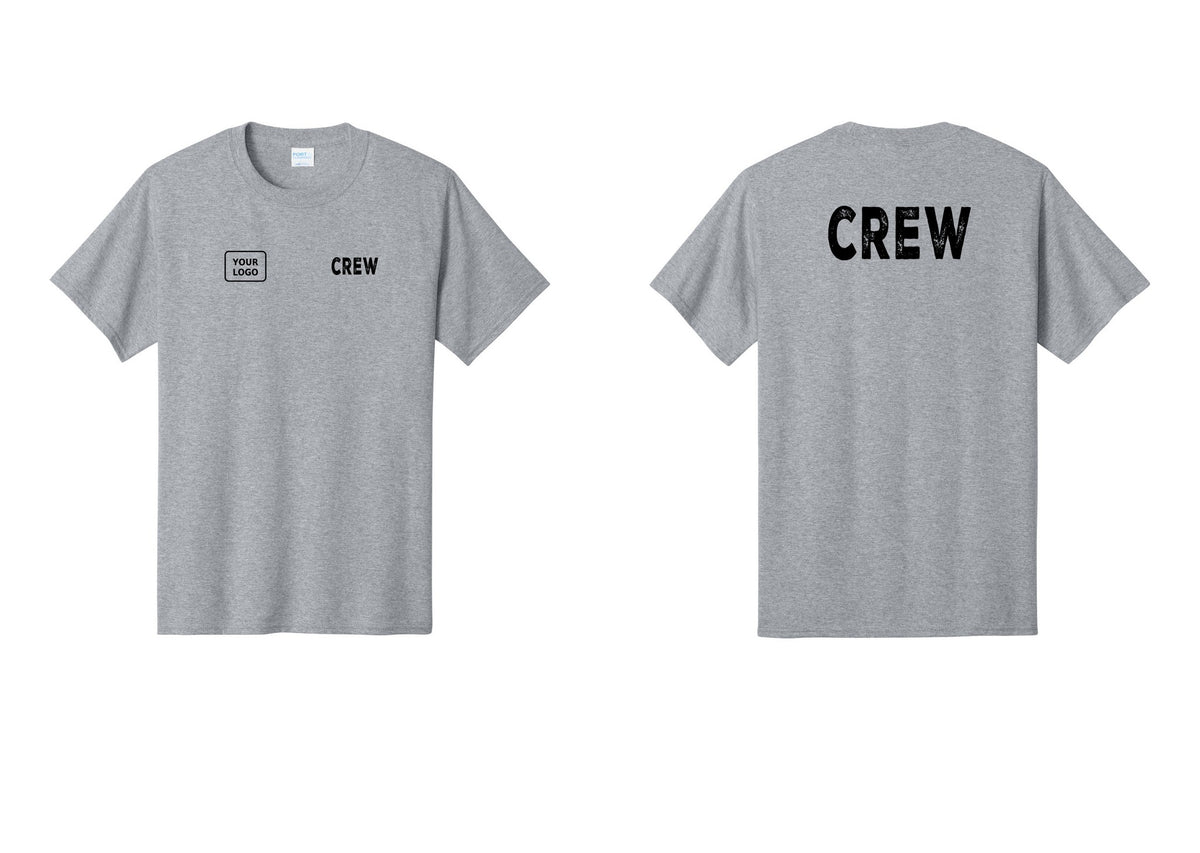 NYC Factory Custom Work Crew Uniform Tee with Your Logo (Rustic) - CREW + Your Logo + Back - Athletic Heather
