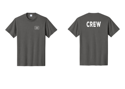 NYC Factory Custom Logo Crew T-Shirt, Rustic Lettering - Your Logo + Back - Charcoal