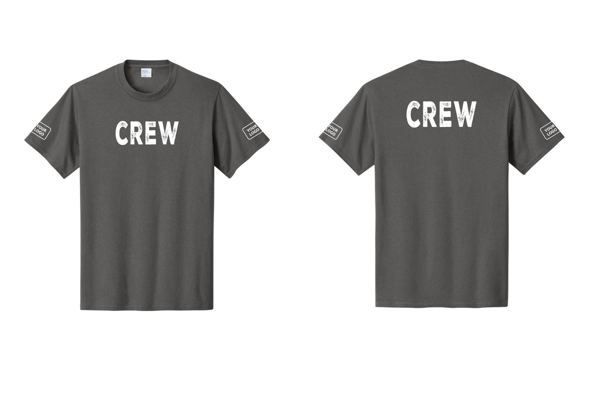 NYC Factory Custom Work Crew Uniform Tee with Your Logo (Rustic) - Front + Back + Your Logo Sleeves - Charcoal