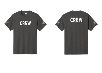 NYC Factory Custom Work Crew Uniform Tee with Your Logo (Rustic) - Front + Back + Your Logo Sleeves - Dark Heather Grey