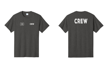 NYC Factory Custom Work Crew Uniform Tee with Your Logo (Rustic) - CREW + Your Logo + Back - Dark Heather Grey