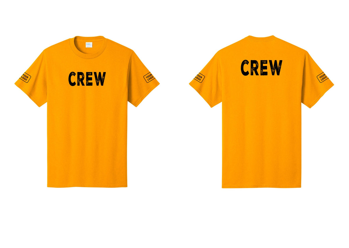 NYC Factory Custom Work Crew Uniform Tee with Your Logo (Rustic) - Front + Back + Your Logo Sleeves - Gold