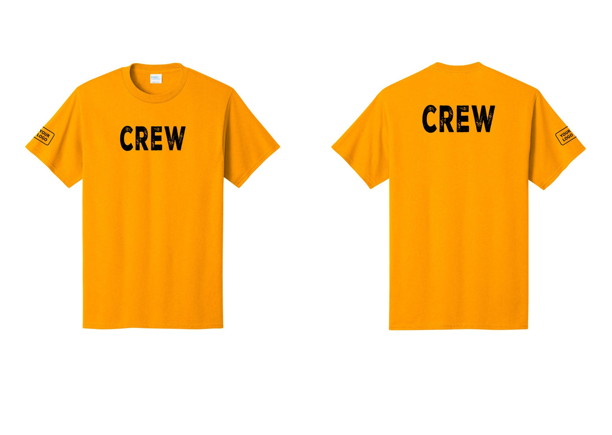 NYC Factory Custom Work Crew Uniform Tee with Your Logo (Rustic) - Front + Back + Your Logo Sleeve - Gold